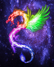 Cosmic Dragon Fantasy Art Lenticular Picture For Sale